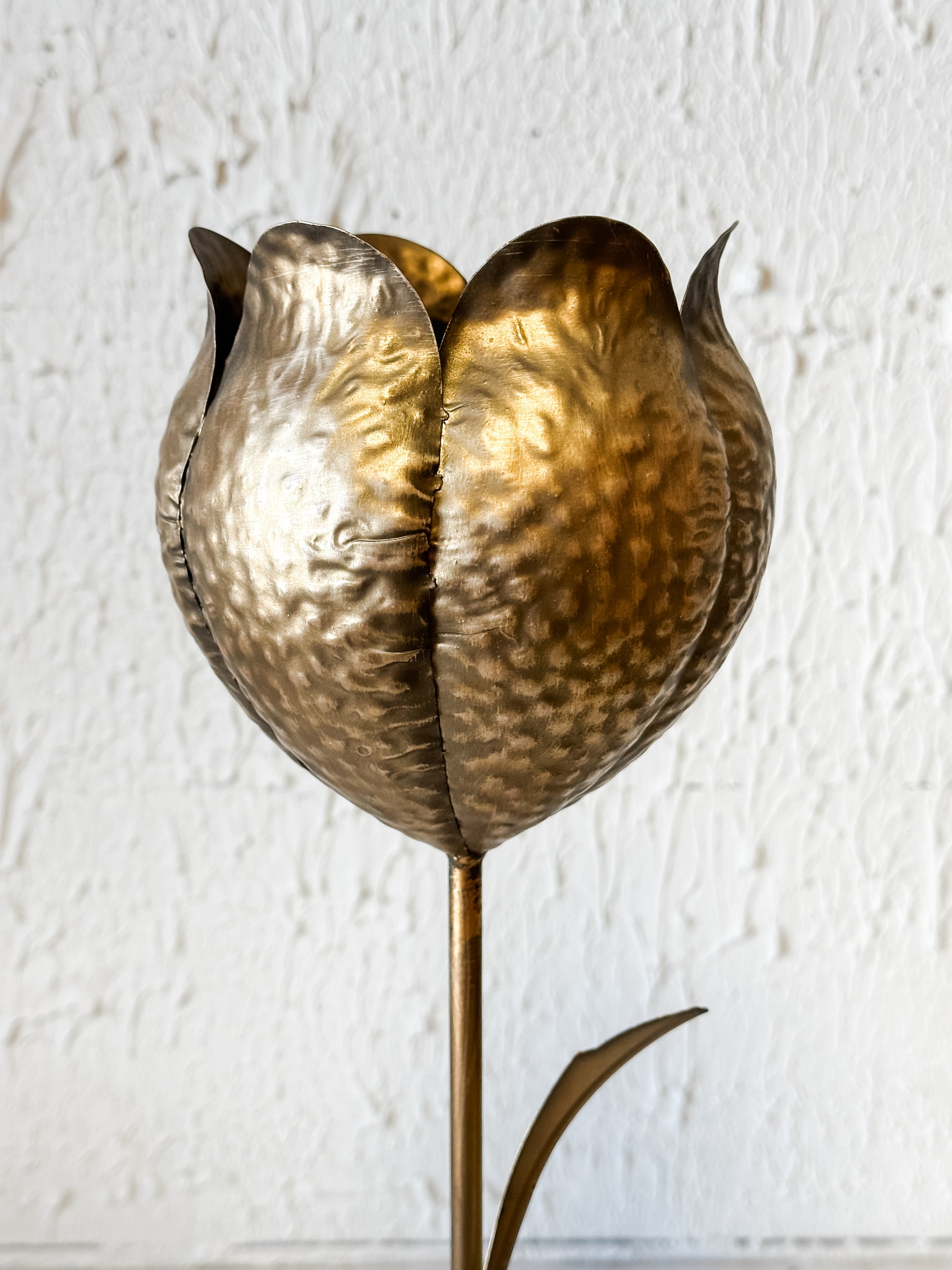 Antique Brass Tulip Taper Candle Holders at the Rustic Barn in Killingworth, CT