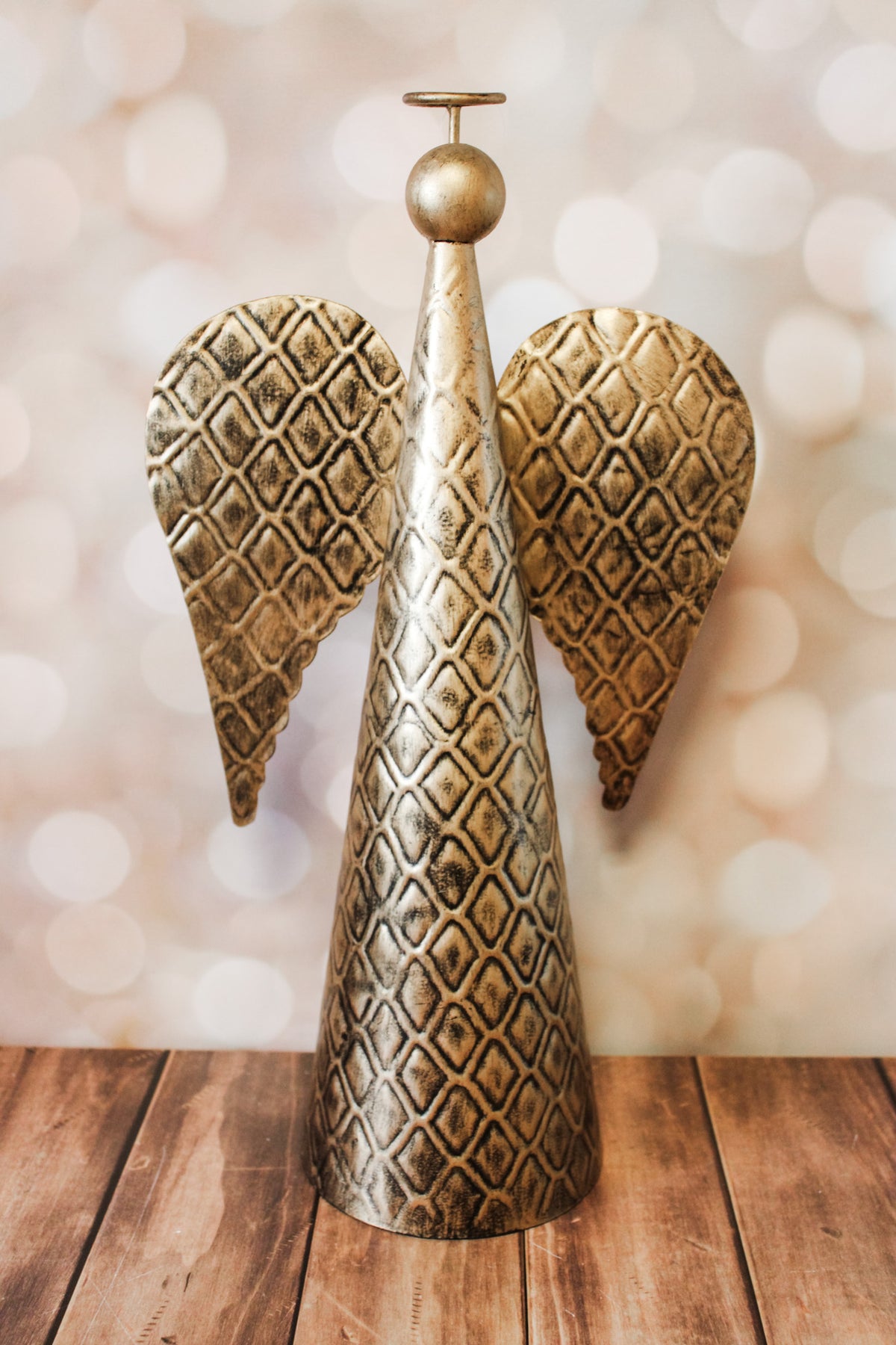 Antique gold engraved christmas angels vintage rustic style for home decor for sale at the rustic barn in Killingworth, CT