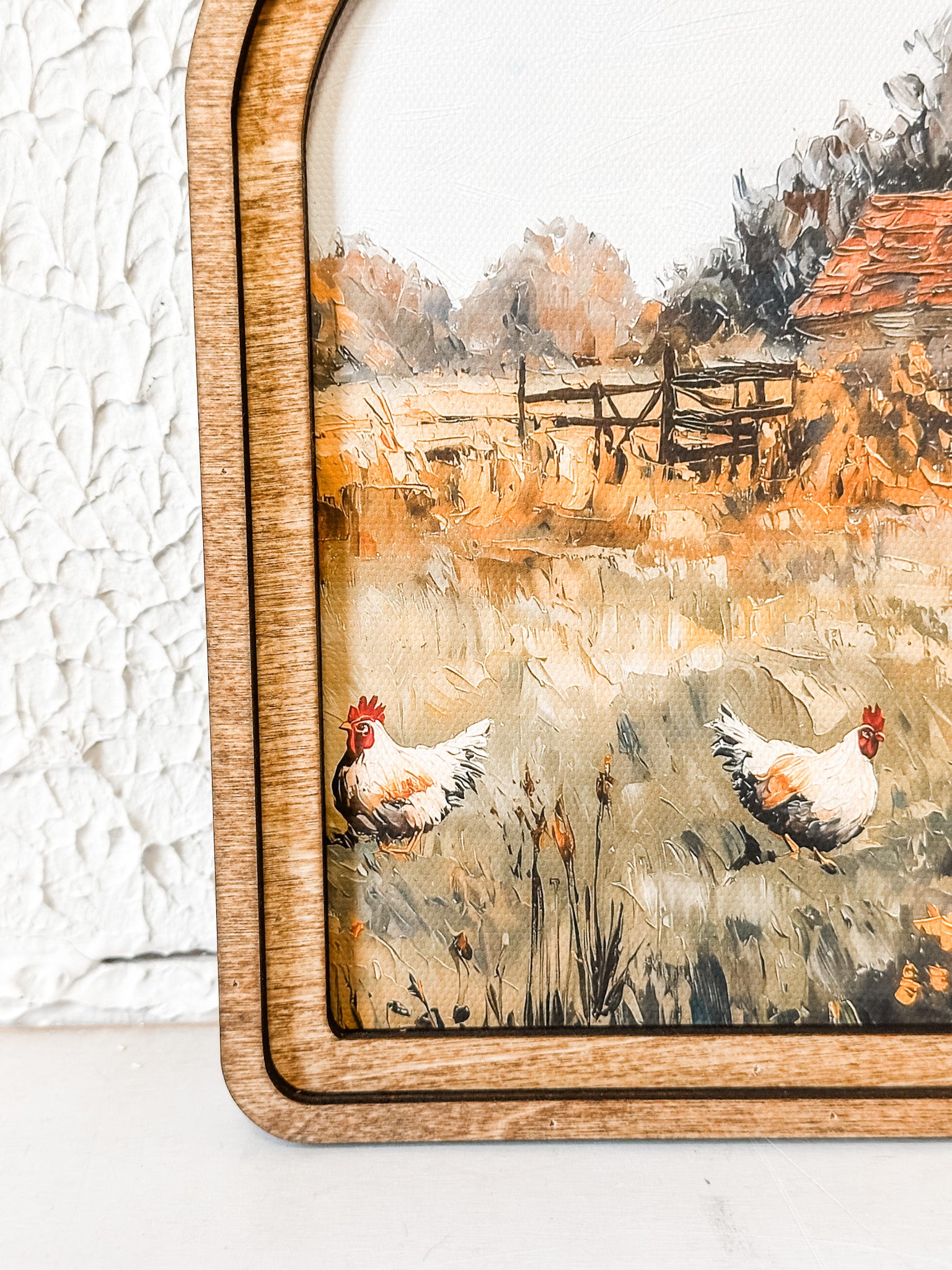 arched framed chicken and barn wall decor at the rustic barn in killingworth ct