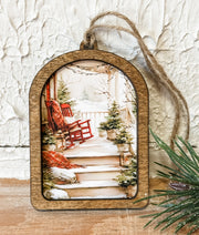cozy porch christmas ornament at the rustic barn in killingworth ct