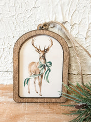 arched wooden deer ornament at the rustic barn in killingworth ct