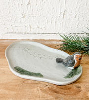 3D artisan bird tray for christmas for sale at the rustic barn in killingworth, CT