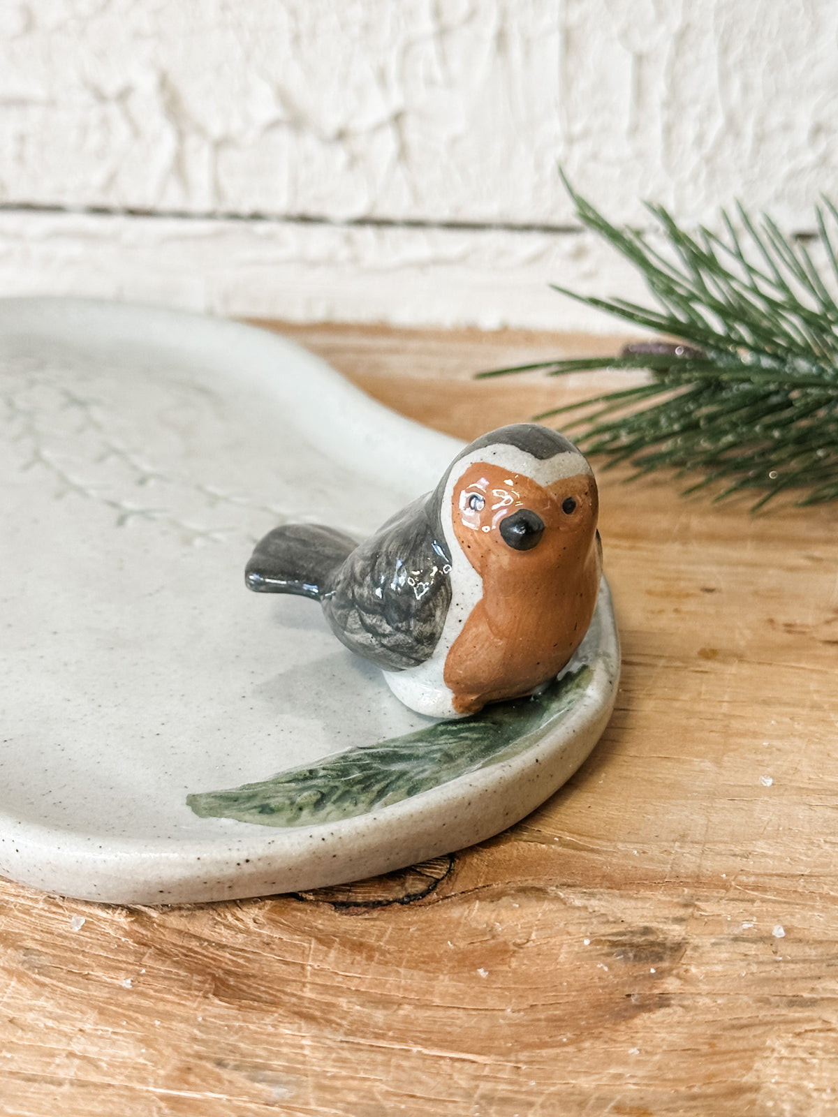 3D artisan bird tray for christmas for sale at the rustic barn in killingworth, CT
