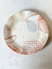 artisan abstract print stoneware plate at the rustic barn in killingworth ct