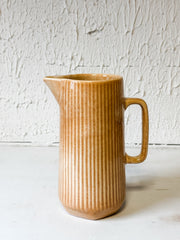 Artisan Apricot Ribbed Stoneware Pitcher at the Rustic Barn in Killingworth, CT
