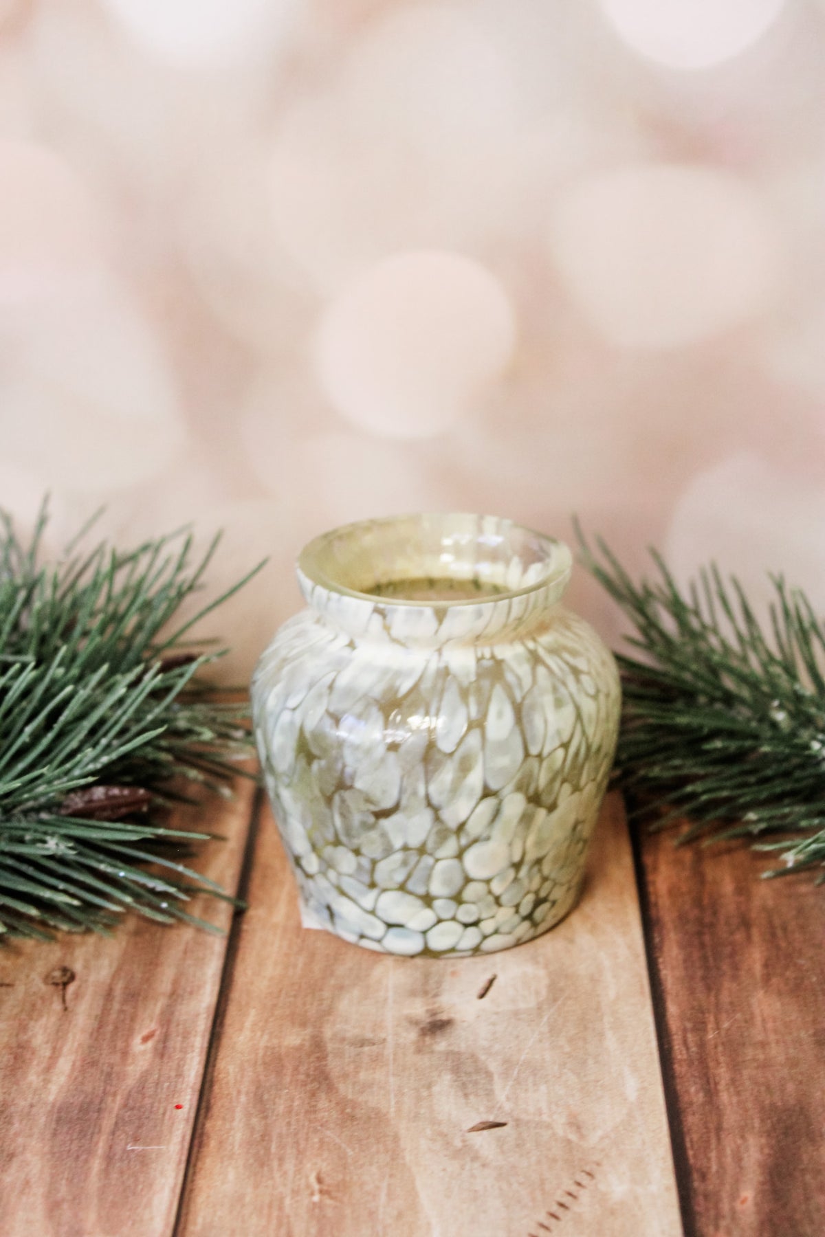 artisan marbled green frosted bud vases small for christmas and holiday home decor for sale at the rustic barn in Killingworth, CT