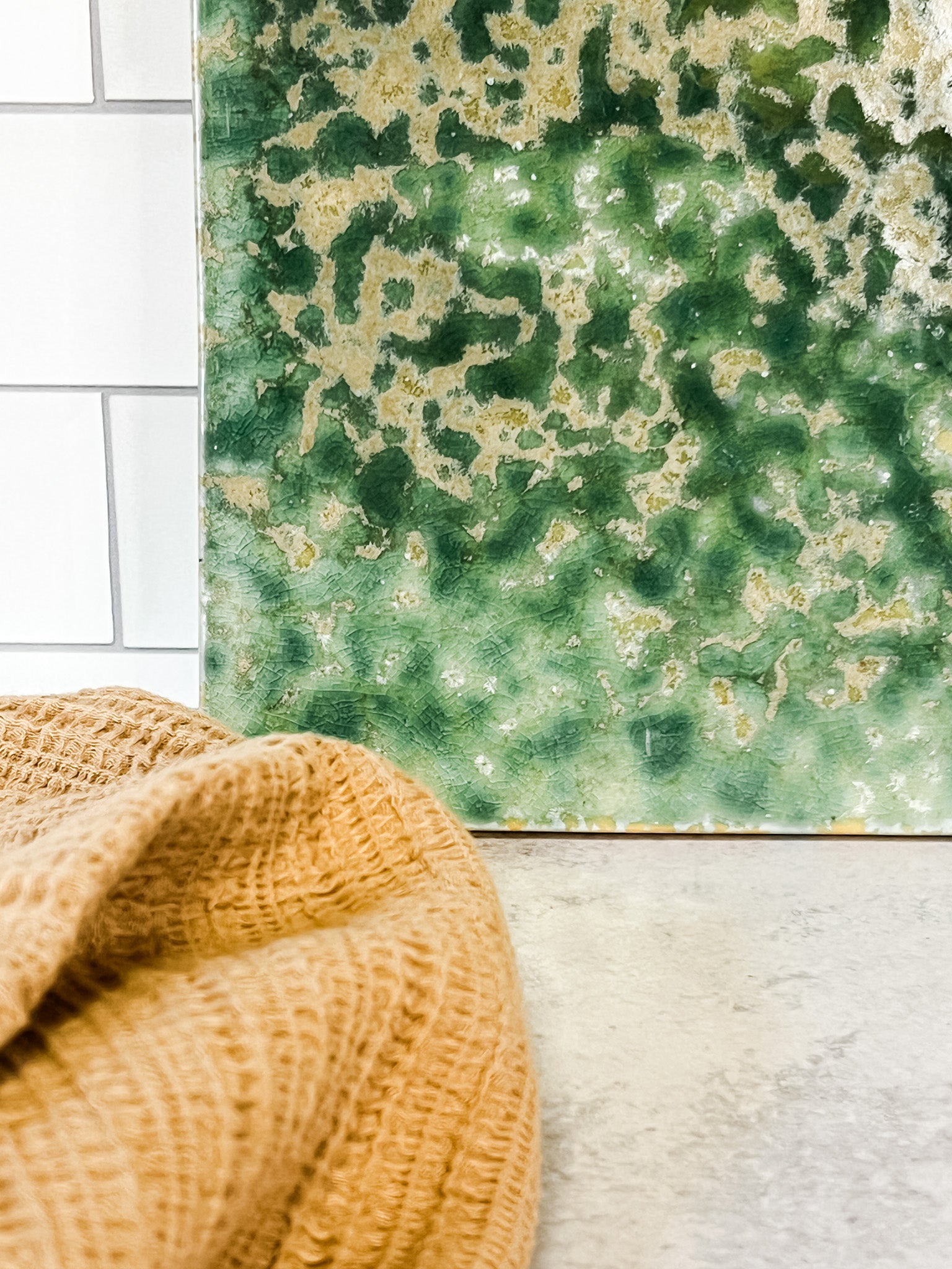 green and beige moss green stoneware cheese board at the rustic barn in killingworth ct
