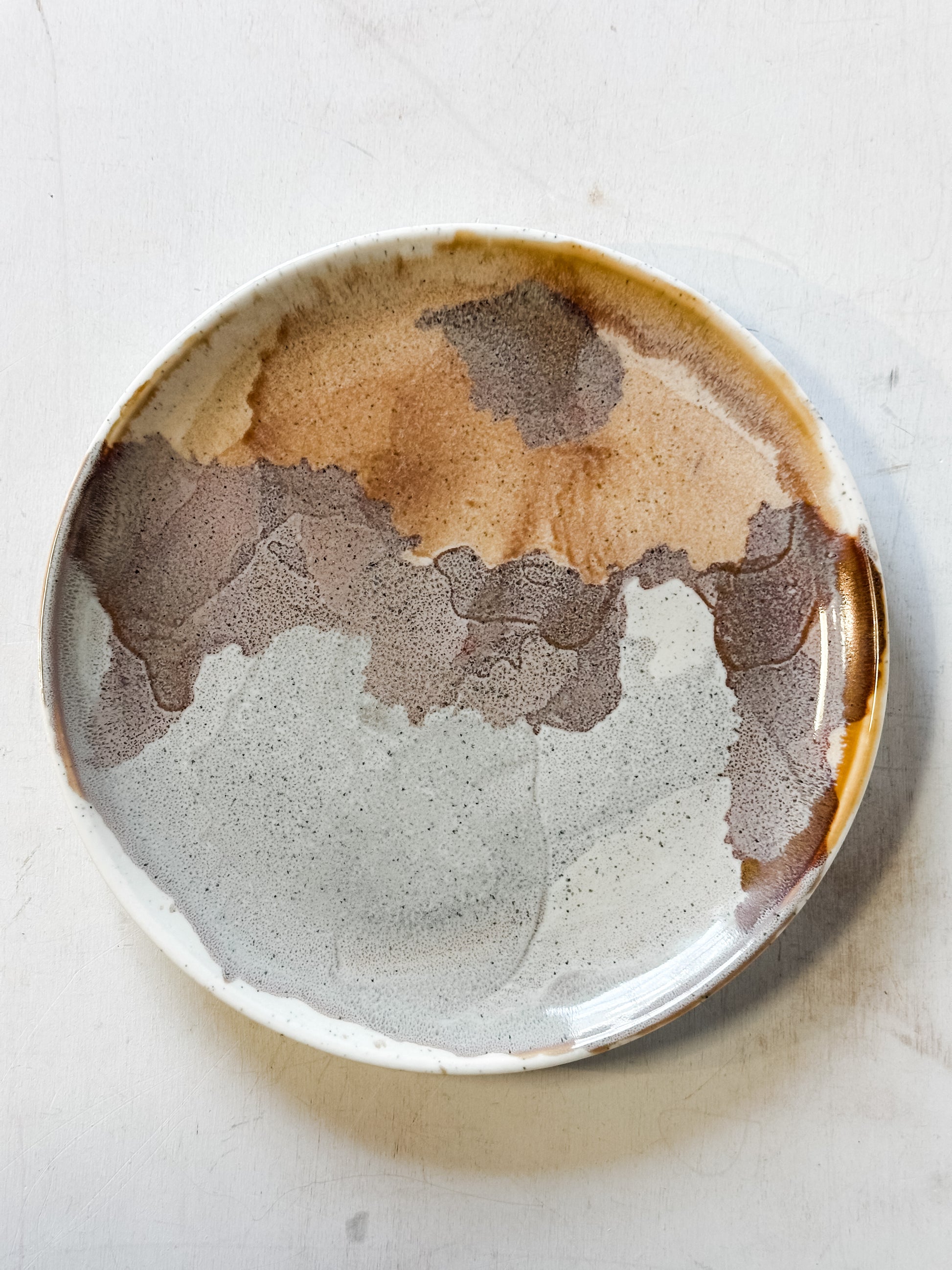 artisan reactive glaze stoneware plate at the Rustic Barn in Killingworth, CT