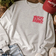 ash grey merry and bright christmas sweatshirt at the rustic barn in killingworth ct