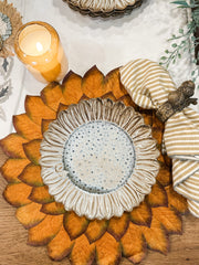 autumn harvest vibrant color leaf placemat at the rustic barn in killingworth ct