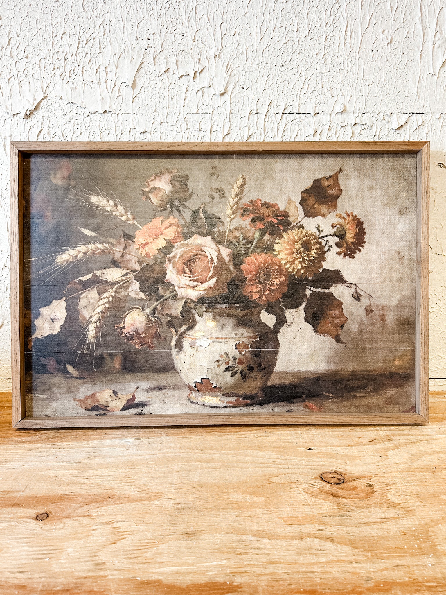 autumn rose and wildflower handmade wood framed wall art at the rustic barn in killingworth ct