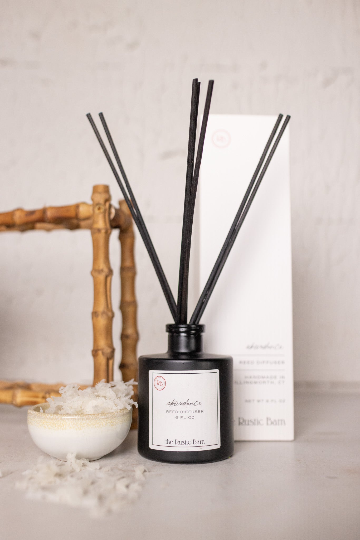 bamboo and coconut reed diffuser at the rustic barn in killingworth ct