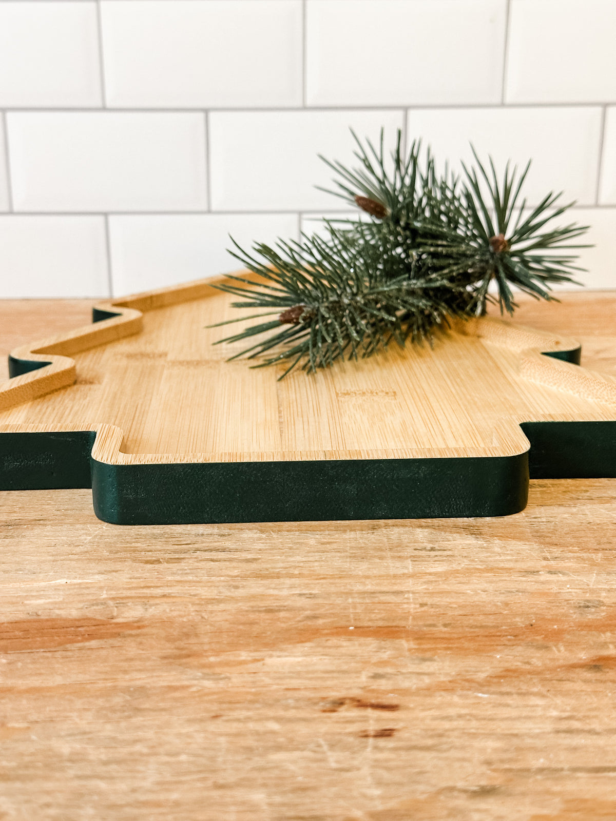 bamboo tree shaped cheese board for Christmas at the rustic barn in killingworth ct