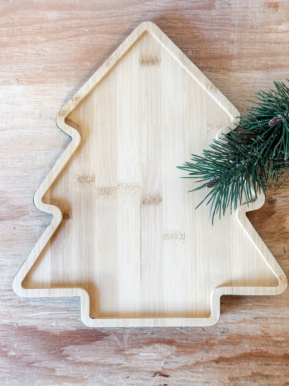 bamboo tree shaped cheese board for Christmas at the rustic barn in killingworth ct