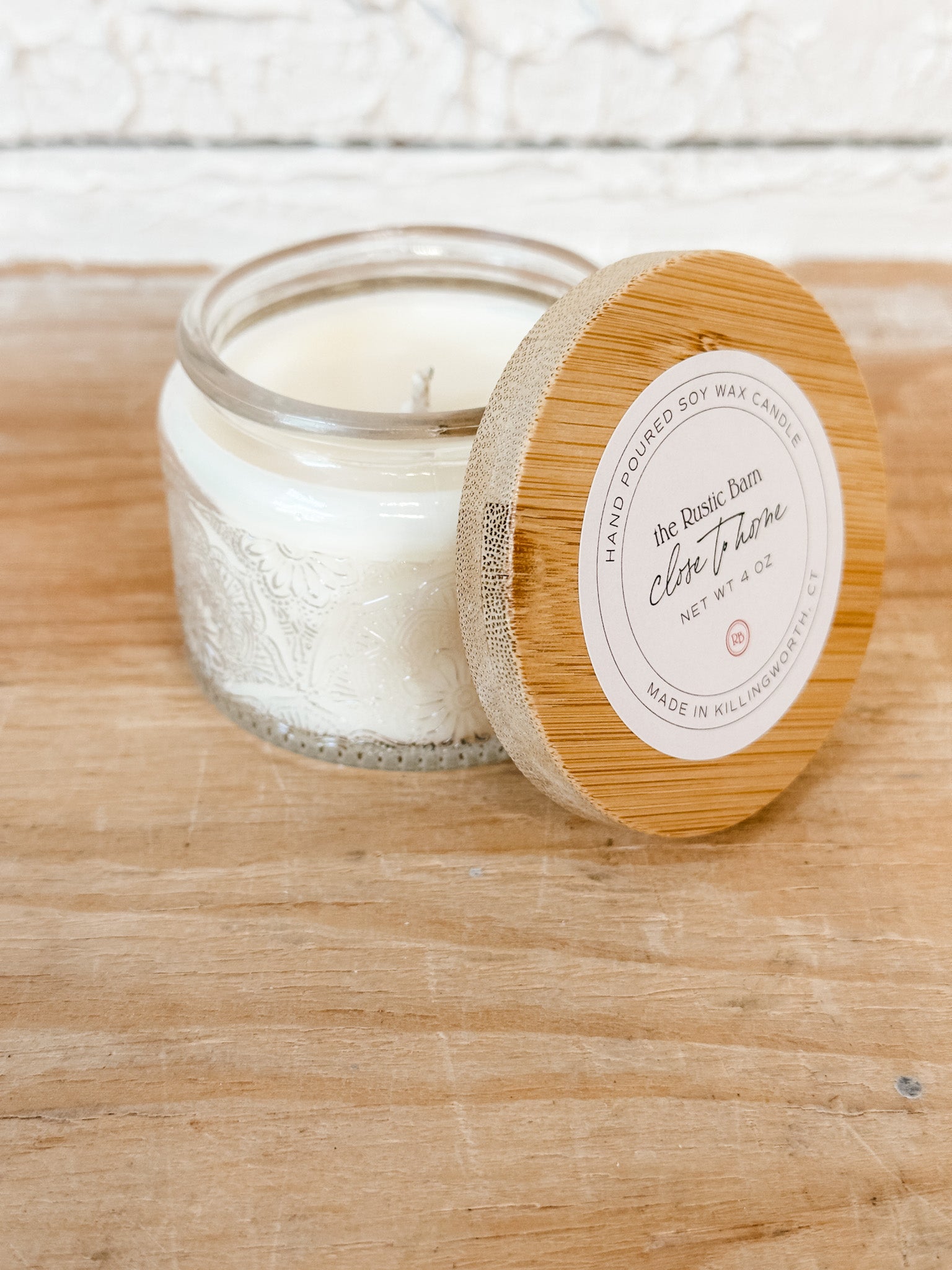 bergamot lemon and soft orange hand poured soy candle at the rustic barn in killingworth ct