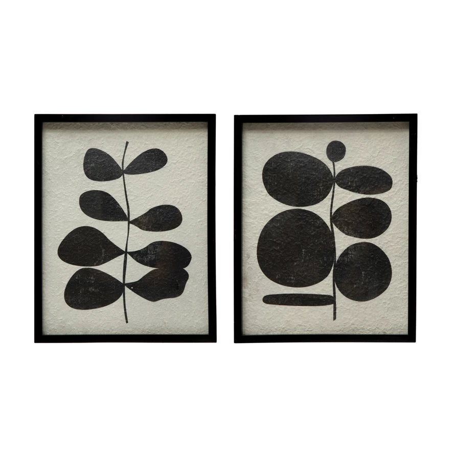 Wood Framed Black & White Botanical Print