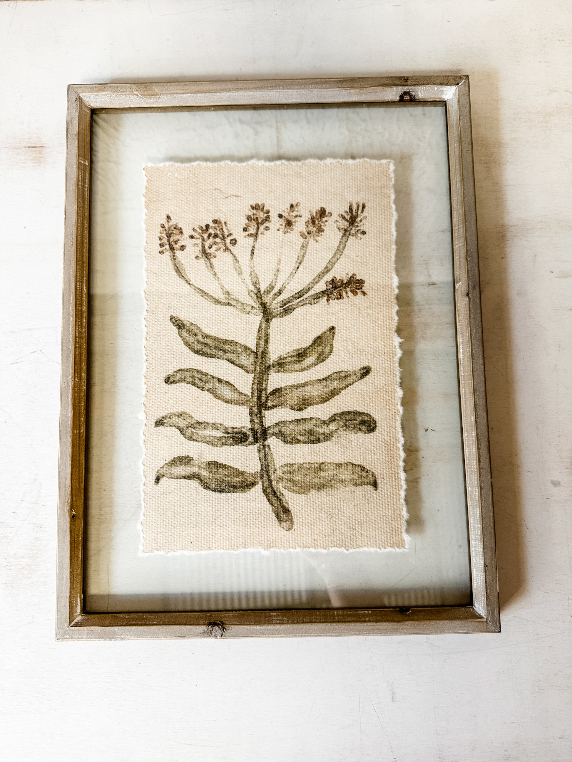 botanical bliss floral print in floating glass frame for sale at the rustic barn in killingworth, CT