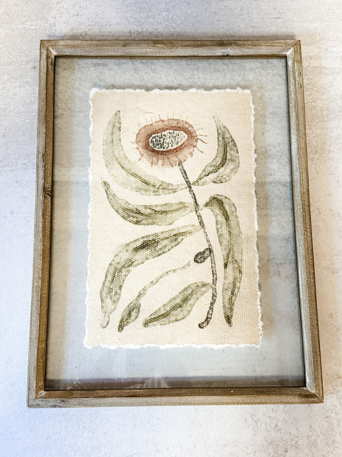 botanical bliss floral print in floating glass frame for sale at the rustic barn in killingworth, CT