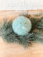 blue and copper mosaic tile christmas ornament at the rustic barn in killingworth ct