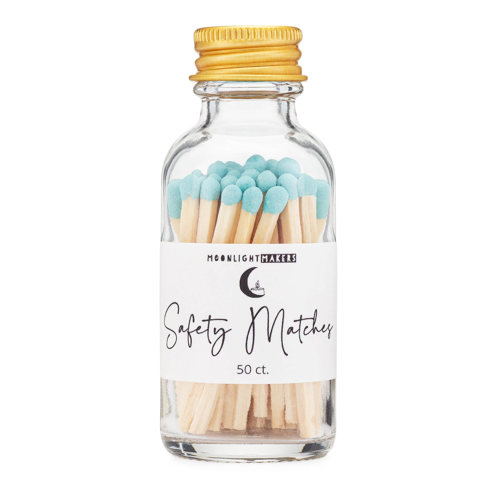 blue fancy safety matches in glass bottle at the rustic barn in Killingworth ct