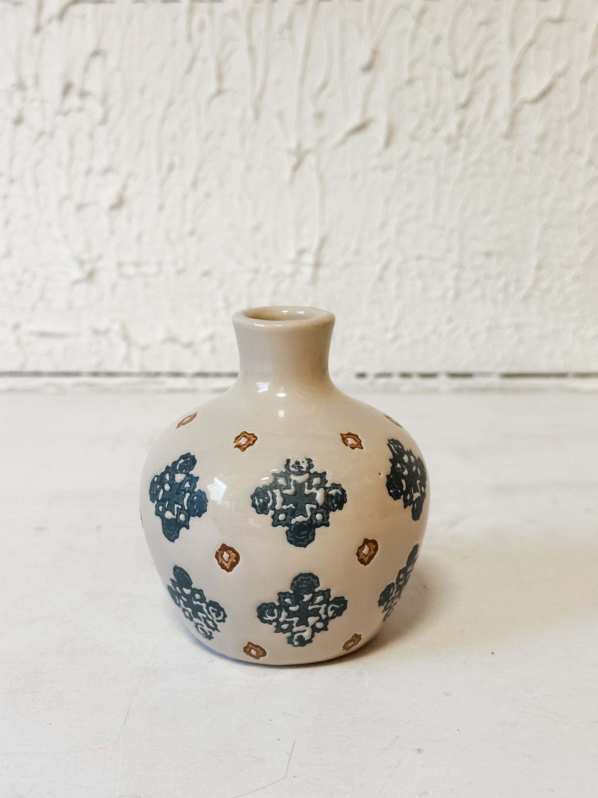 blue floral motif vases at The Rustic Barn in Killingworth CT