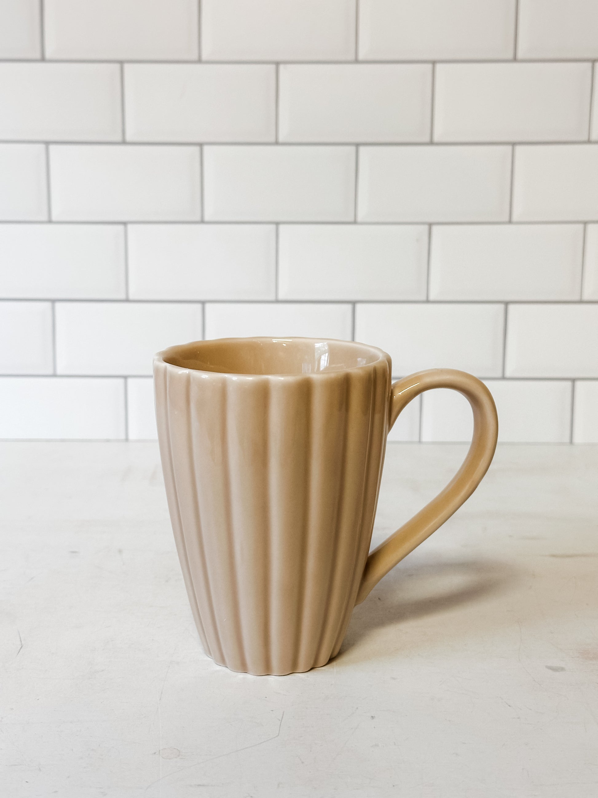 blush stoneware ribbed mug at the Rustic Barn in Killingworth CT