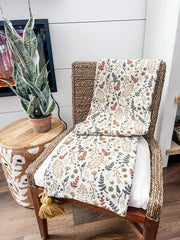 boho floral pattern cotton throw blanket with tassels at the rustic barn in killingworth ct