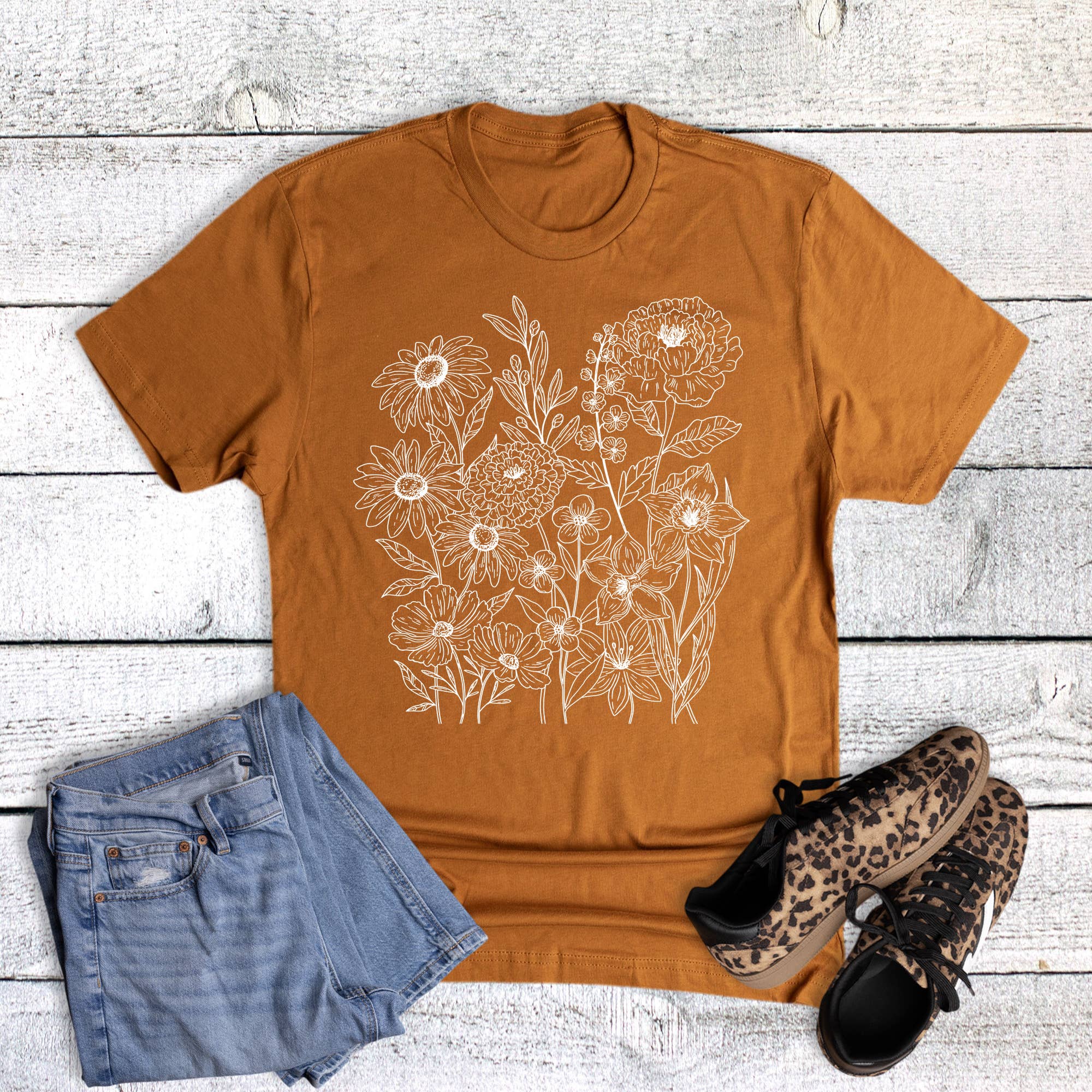 boho wildflower bundle clay graphic tee at the rustic barn in Killingworth ct