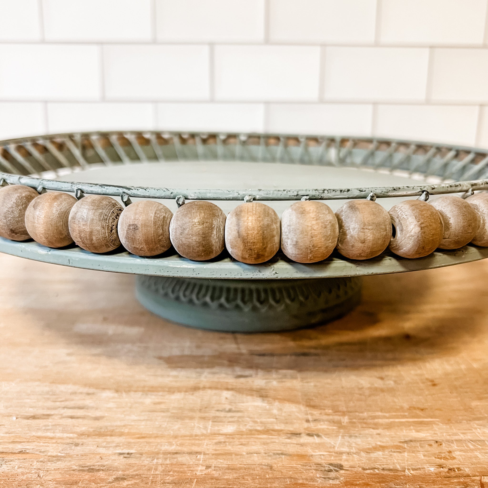 Boho Wood & Metal Ball Cake Stand