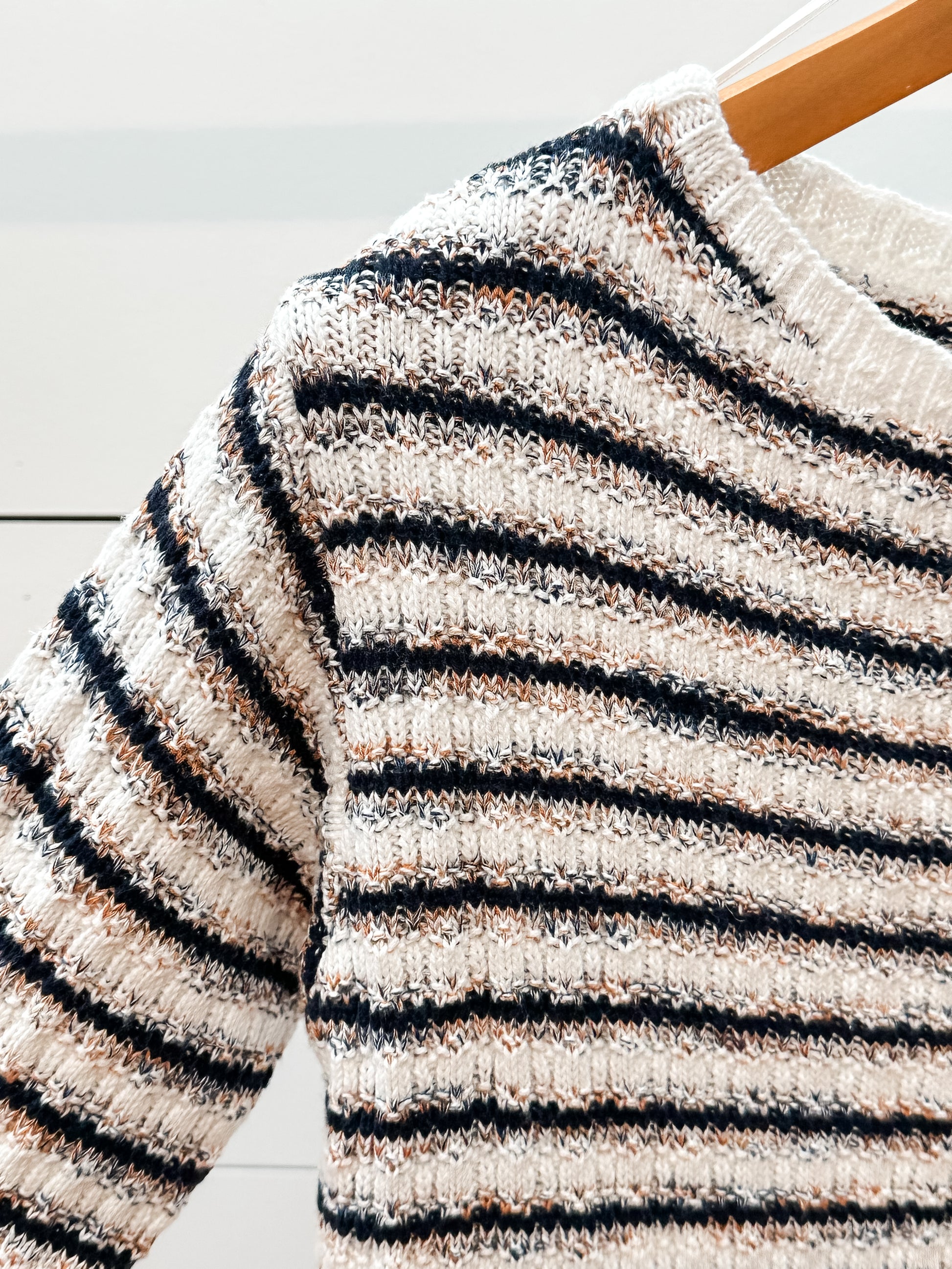 Borough Multi-Stripe Cotton Blend Lightweight Spring Sweater at the Rustic Barn in Killingworth, CT