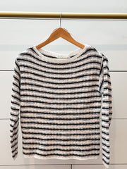 Borough Multi-Stripe Cotton Blend Lightweight Spring Sweater at the Rustic Barn in Killingworth, CT