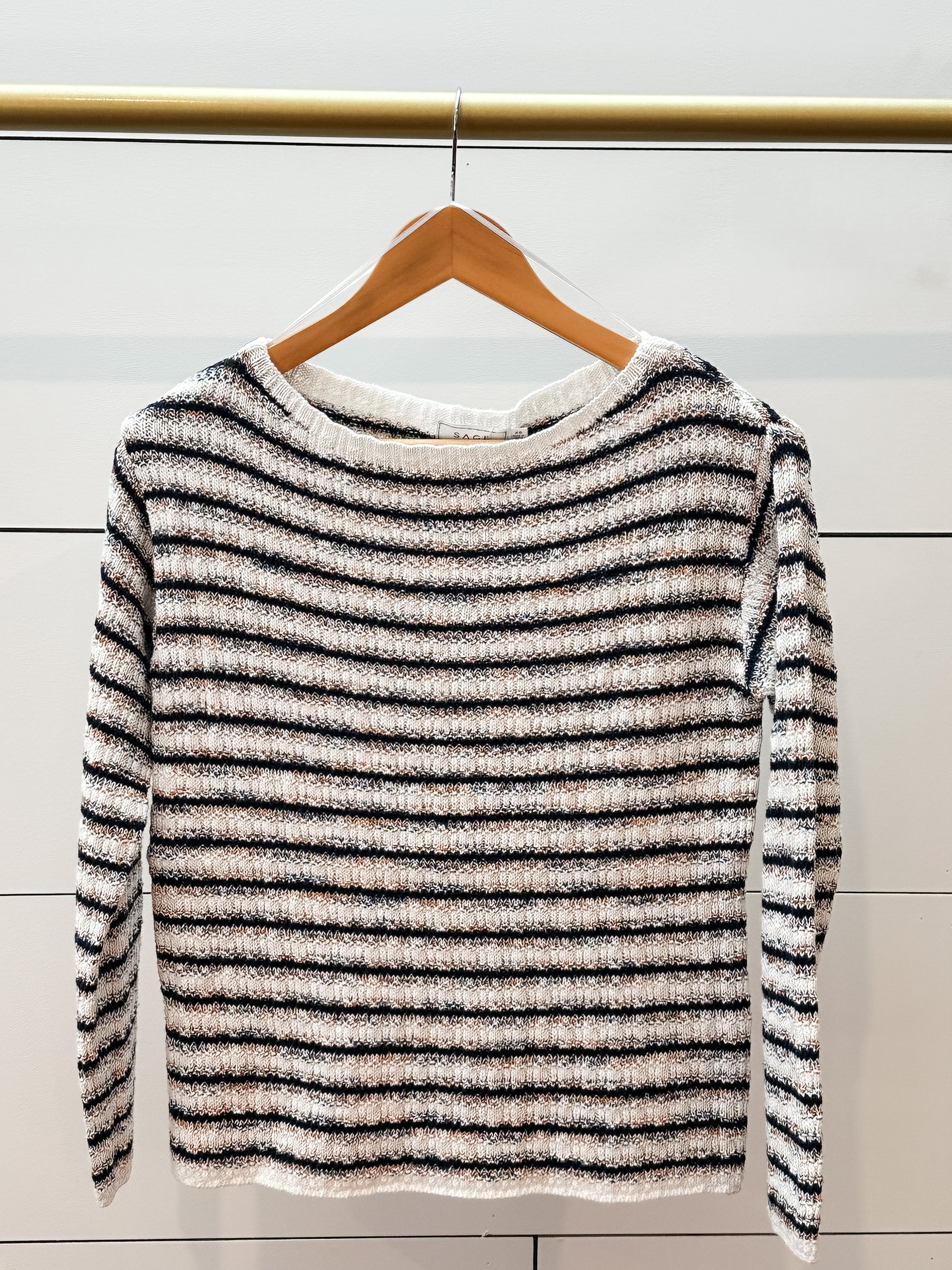 Borough Multi-Stripe Cotton Blend Lightweight Spring Sweater at the Rustic Barn in Killingworth, CT