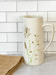botanical debossed stoneware spring pitcher at the rustic barn in killingworth ct