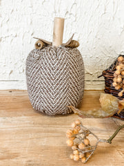 brown and cream chevron pattern plush pumpkin at the rustic barn in killingworth ct