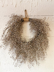 faux little luna wreath brown and white color at The Rustic Barn in Killingworth CT