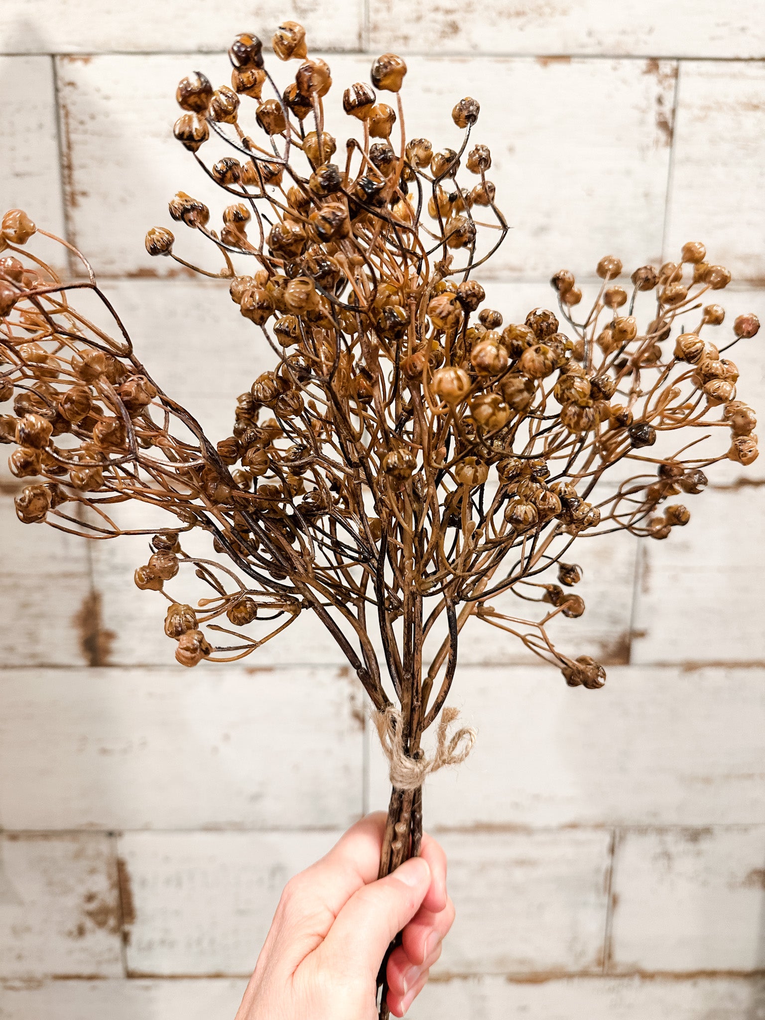 faux brown fall baby's breath at the rustic barn in killingworth ct