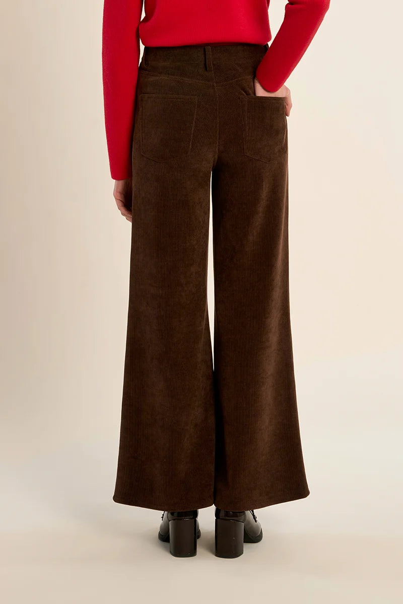 brown corduroy high waist flared trousers at the rustic barn in killingworth ct