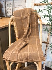 brown cotton waffle weave fall throw blanket at the rustic barn in killingworth ct