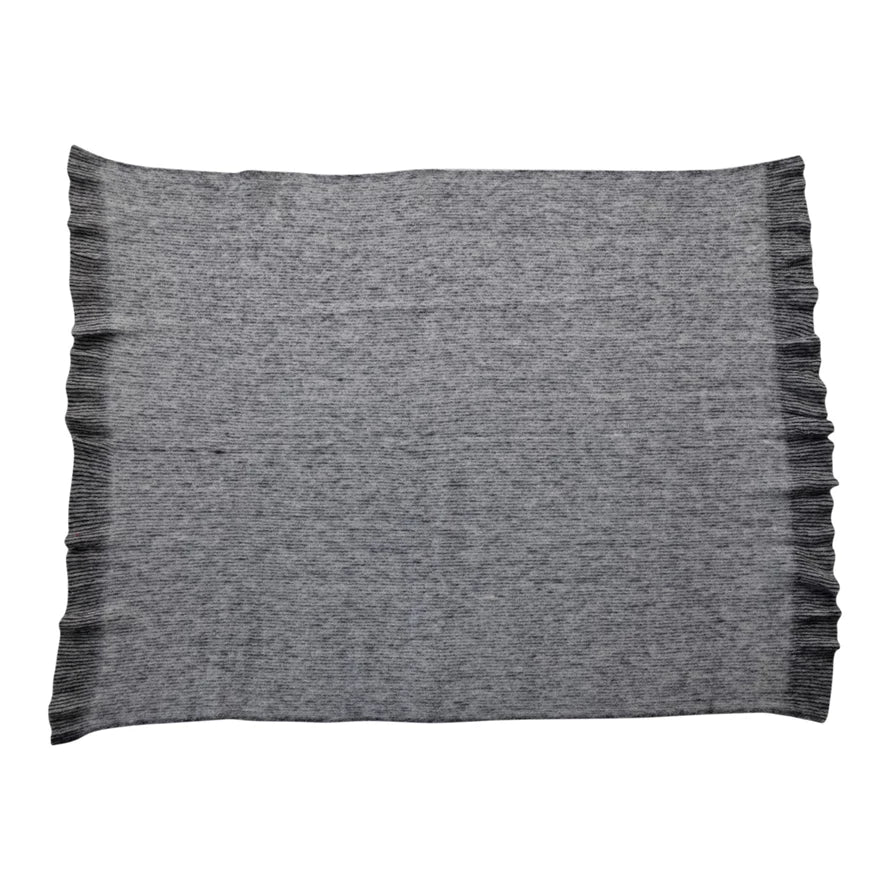 Grey Wool Striped Throw