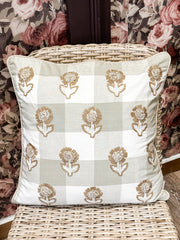 Buffalo Check French Knot Floral Throw Pillow at the Rustic Barn in Killingworth, CT