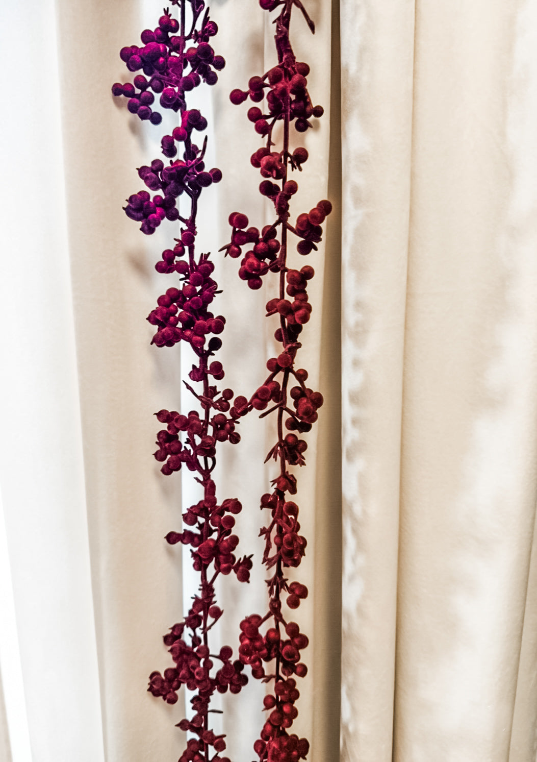 burgundy foam flocked garland at The Rustic Barn in Killingworth CT