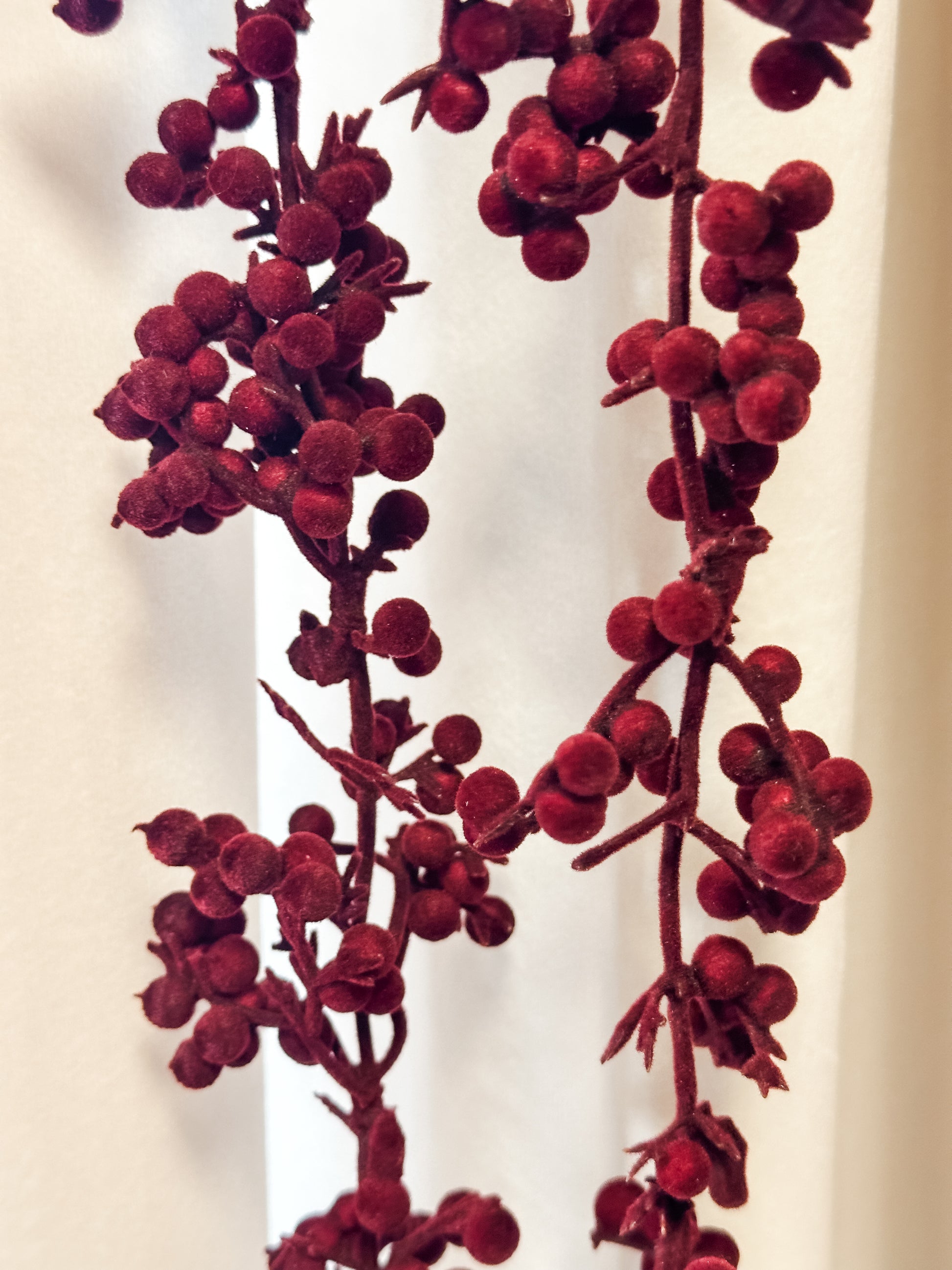 burgundy foam flocked garland at The Rustic Barn in Killingworth CT