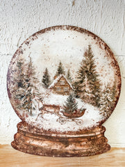 Cabin snow globe christmas sign for sale at the rustic barn in killingworth, CT
