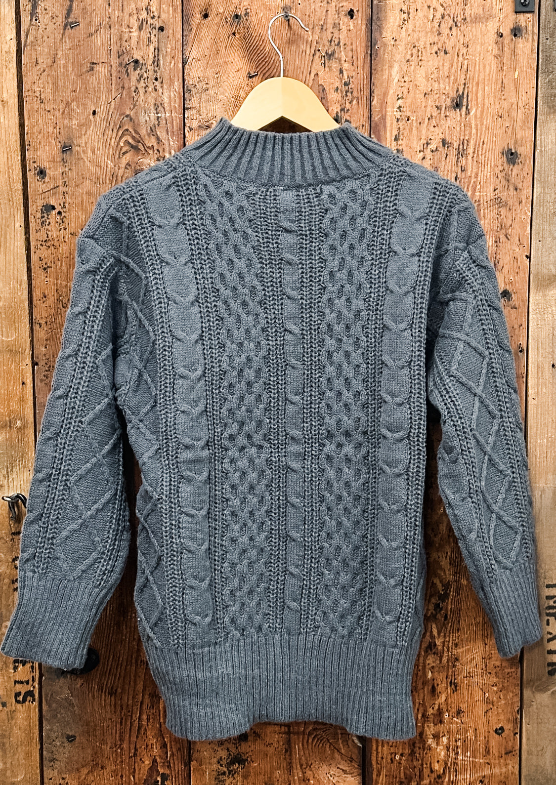 cable knit sweater with ribbed pattern at The Rustic Barn in Killingworth, CT