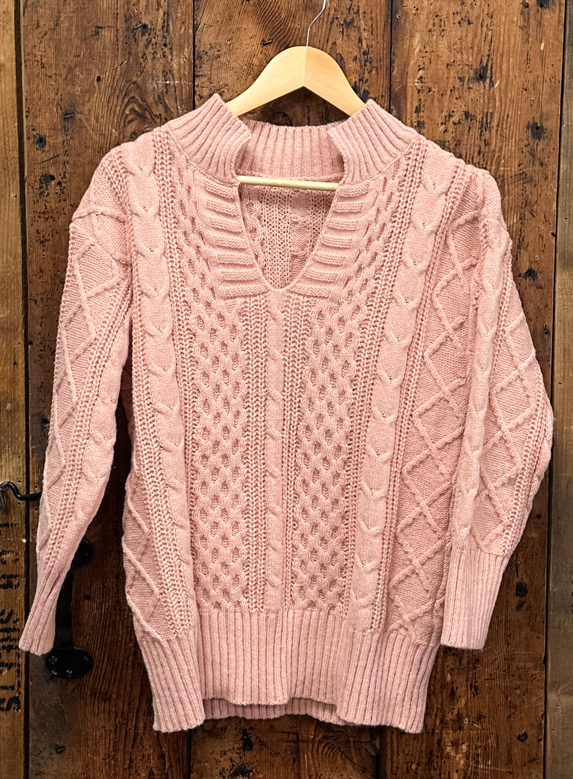 cable knit sweater with ribbed pattern at The Rustic Barn in Killingworth, CT