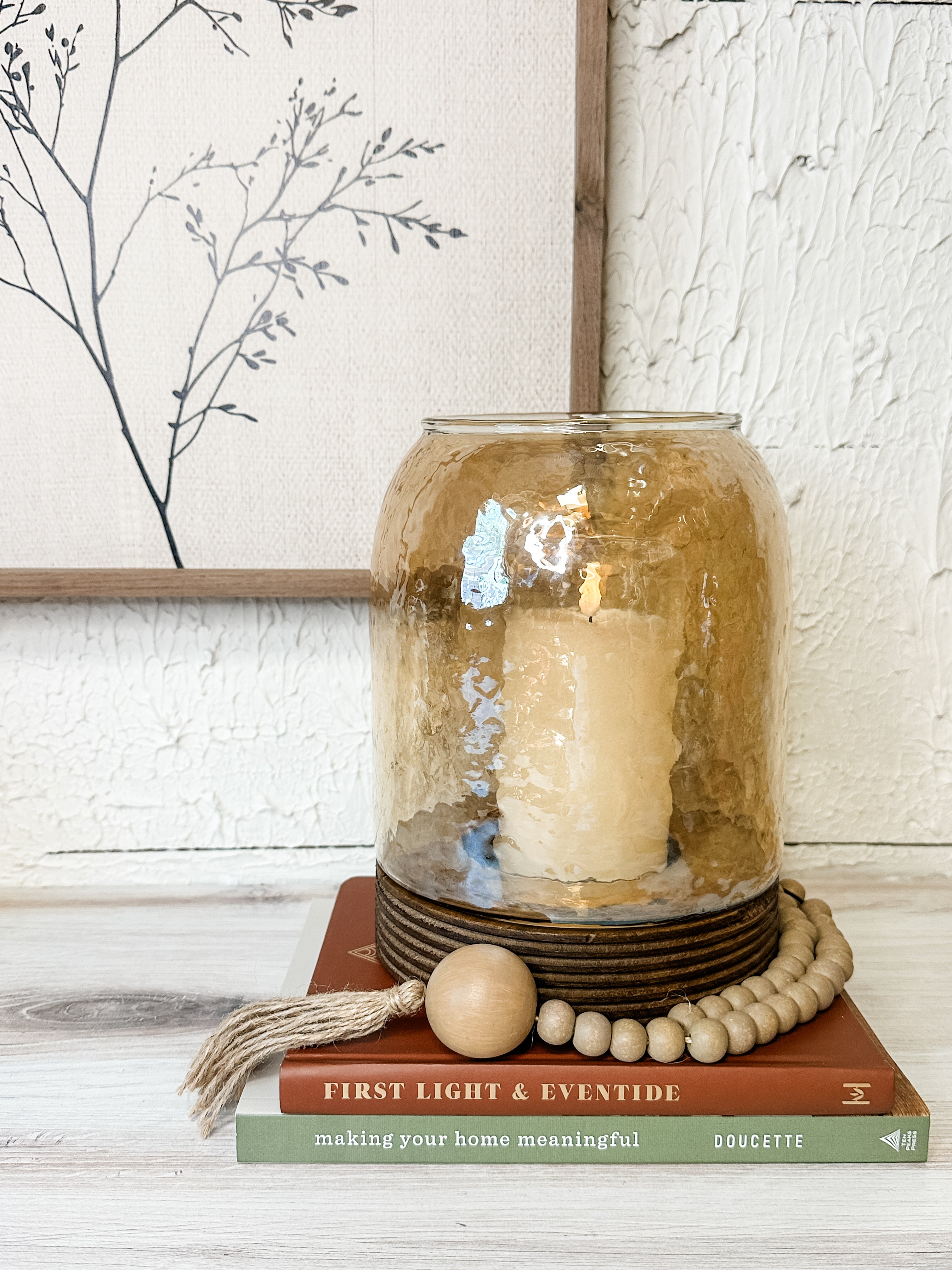 candle holder hammered amber glass lantern at the rustic barn in killingworth ct