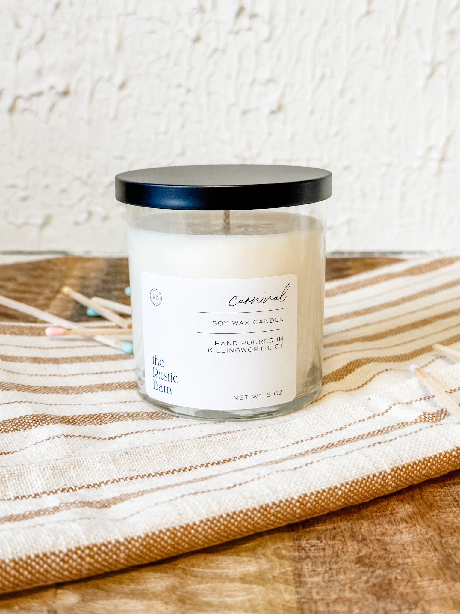 hand poured soy caramel and butter cream soy candle at the rustic barn in killingworth ct