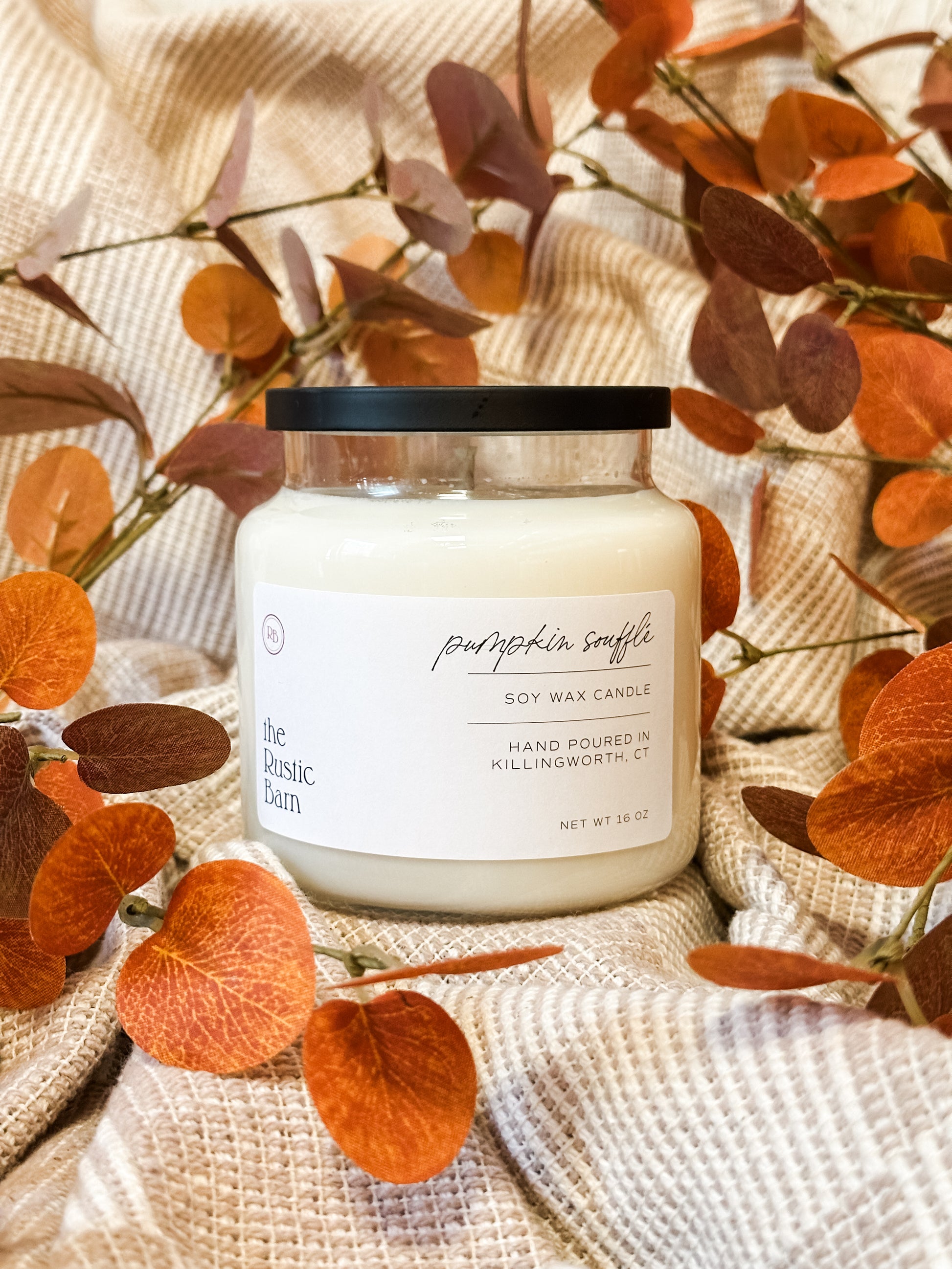 cardamom cinnamon and pumpkin scented hand-poured soy candles at The Rustic Barn in Killingworth CT