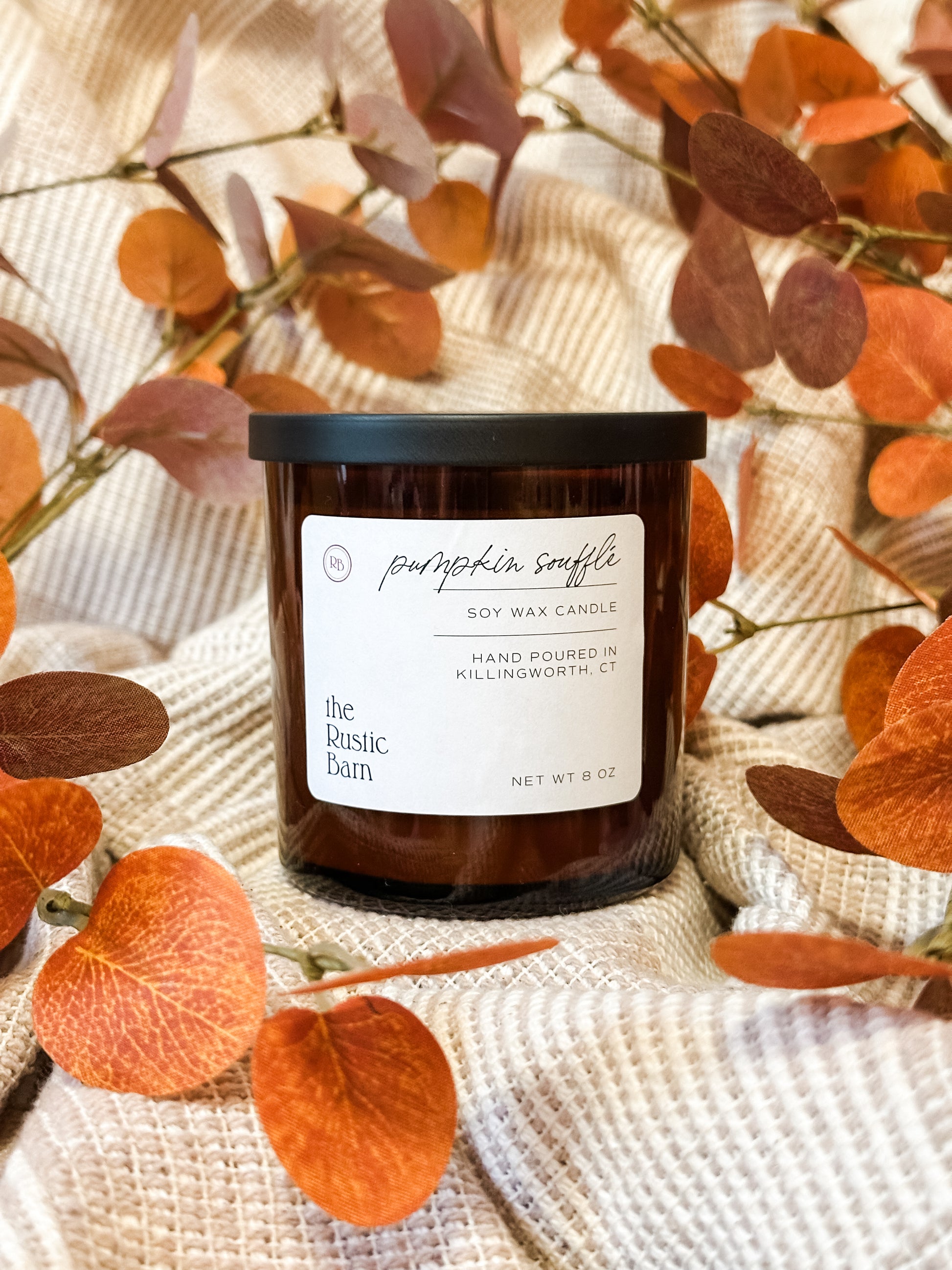cardamom cinnamon and pumpkin scented hand-poured soy candles at The Rustic Barn in Killingworth CT