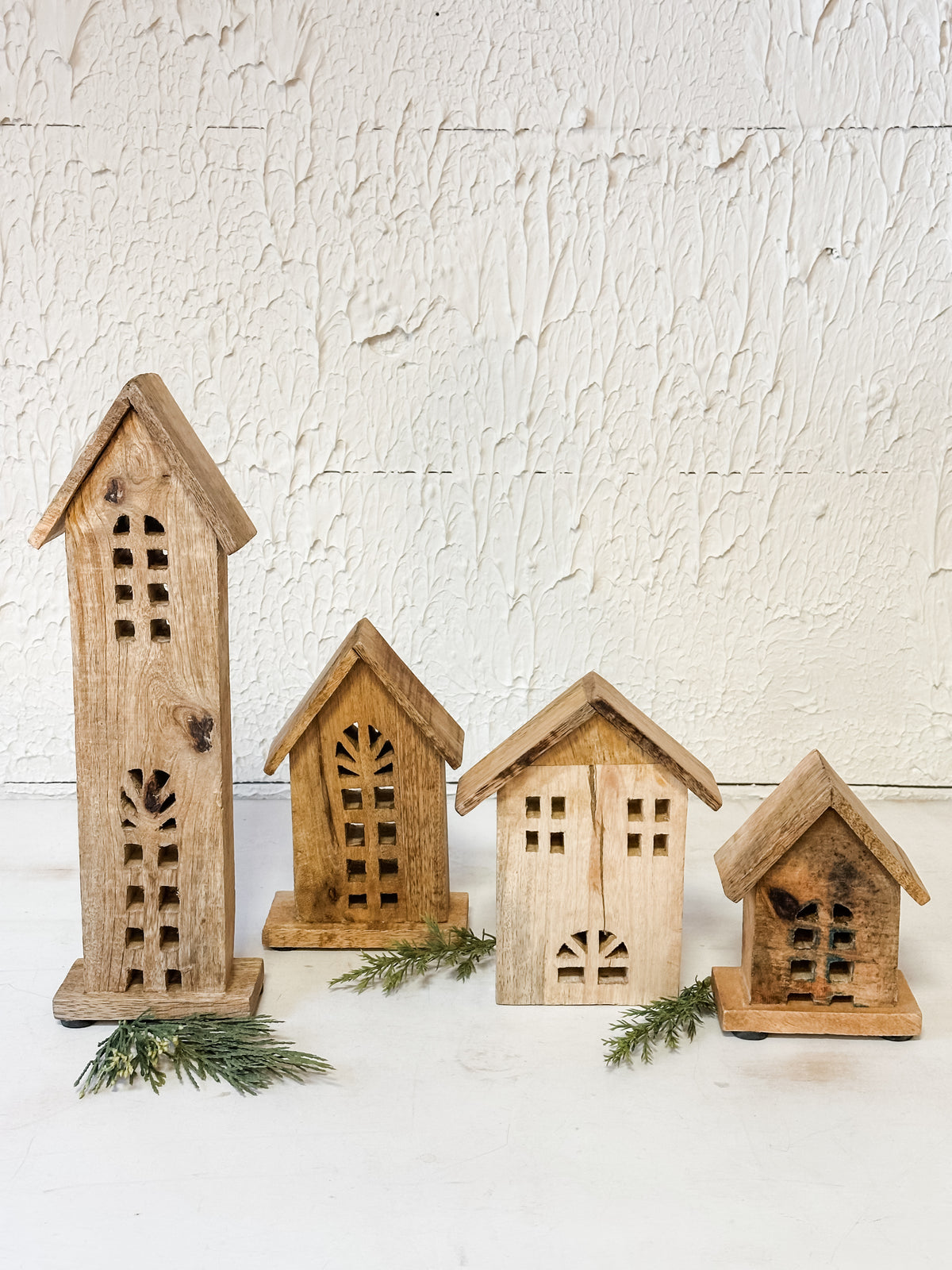 carved mango wood houses at The Rustic Barn in Killingworth CT